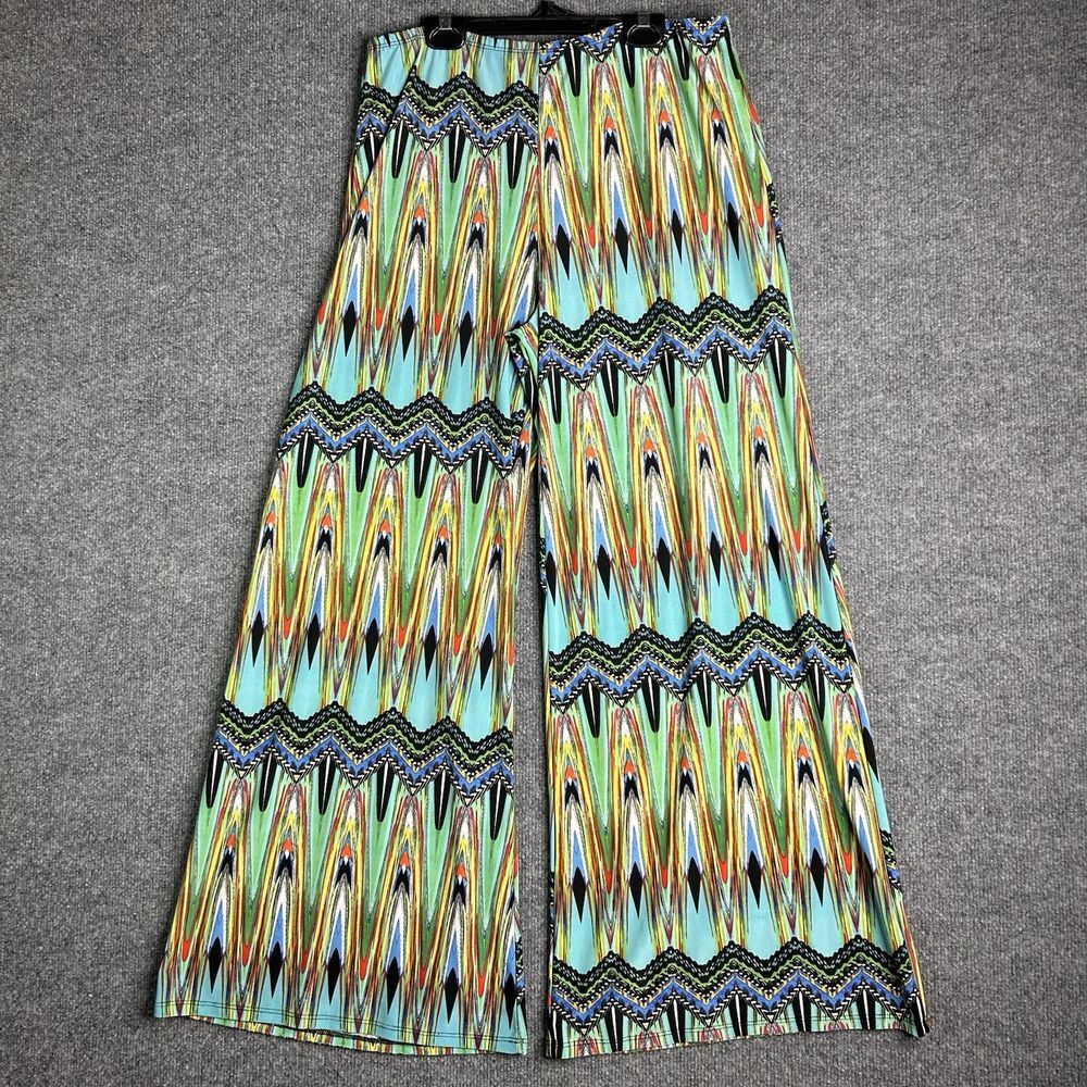 The Pyramid Collection Wide‎ Leg Pants Size Large Multicolor Spandex